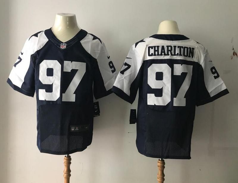 Men Dallas Cowboys 97 Charlton Blue Thanksgiving Nike Elite NFL Jersey